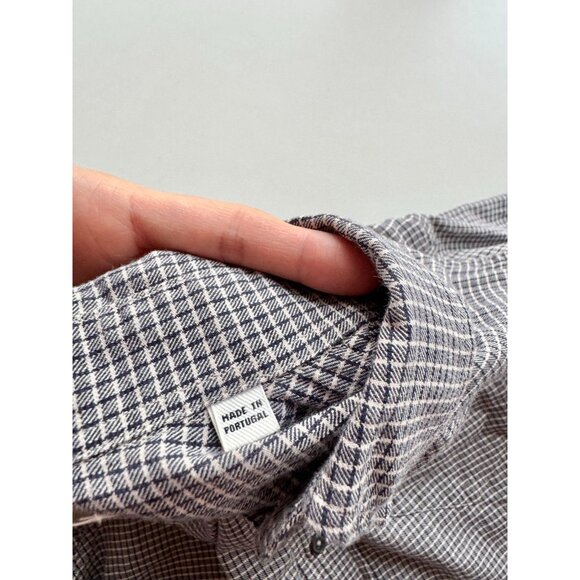 BILLY REID Kirby Standard Grey Check Cotton Flannel Button Down Shirt, Size M - Picture 12 of 14